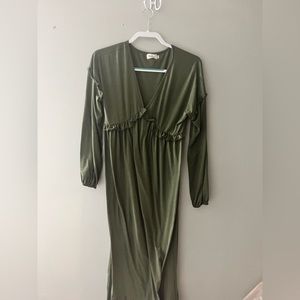 Amazon maternity dress long sleeve v neck olive green